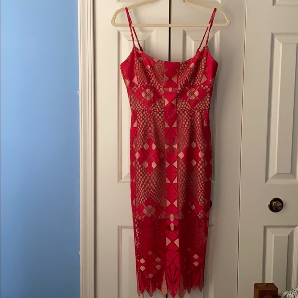 BCBG Red Lace Cocktail Dress